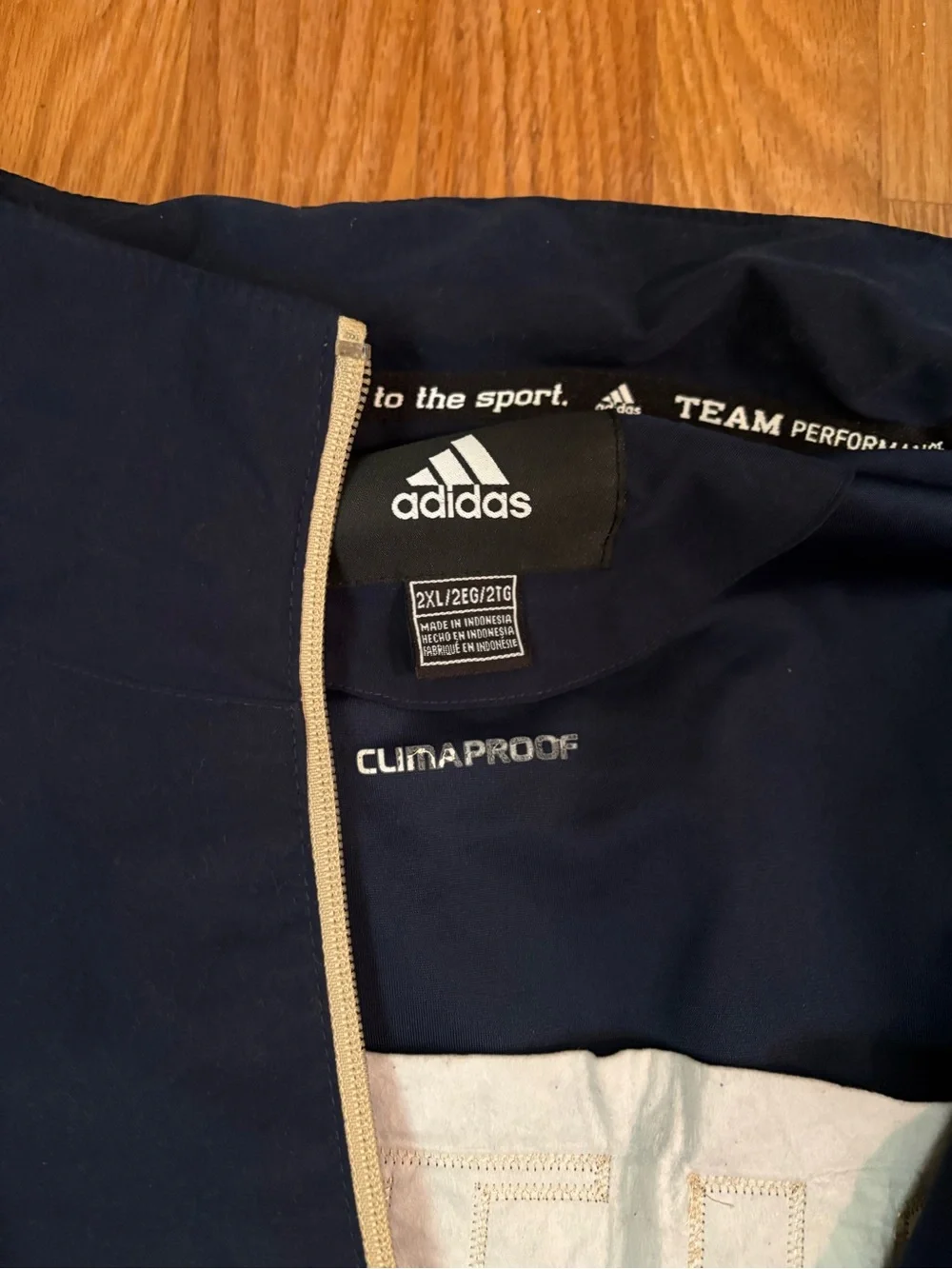 adidas Navy and Cream Pitt Full-Zip Windbreaker Jacket